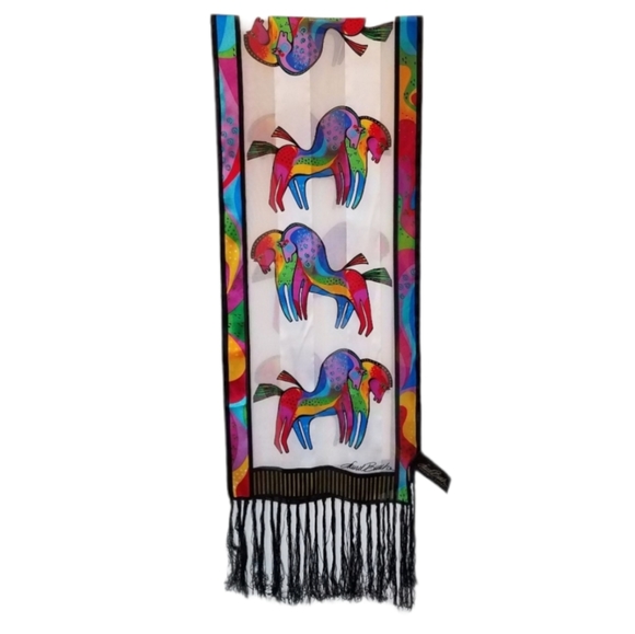 LAUREL BURCH "Bowing Horses" Silk Scarf - Picture 2 of 8